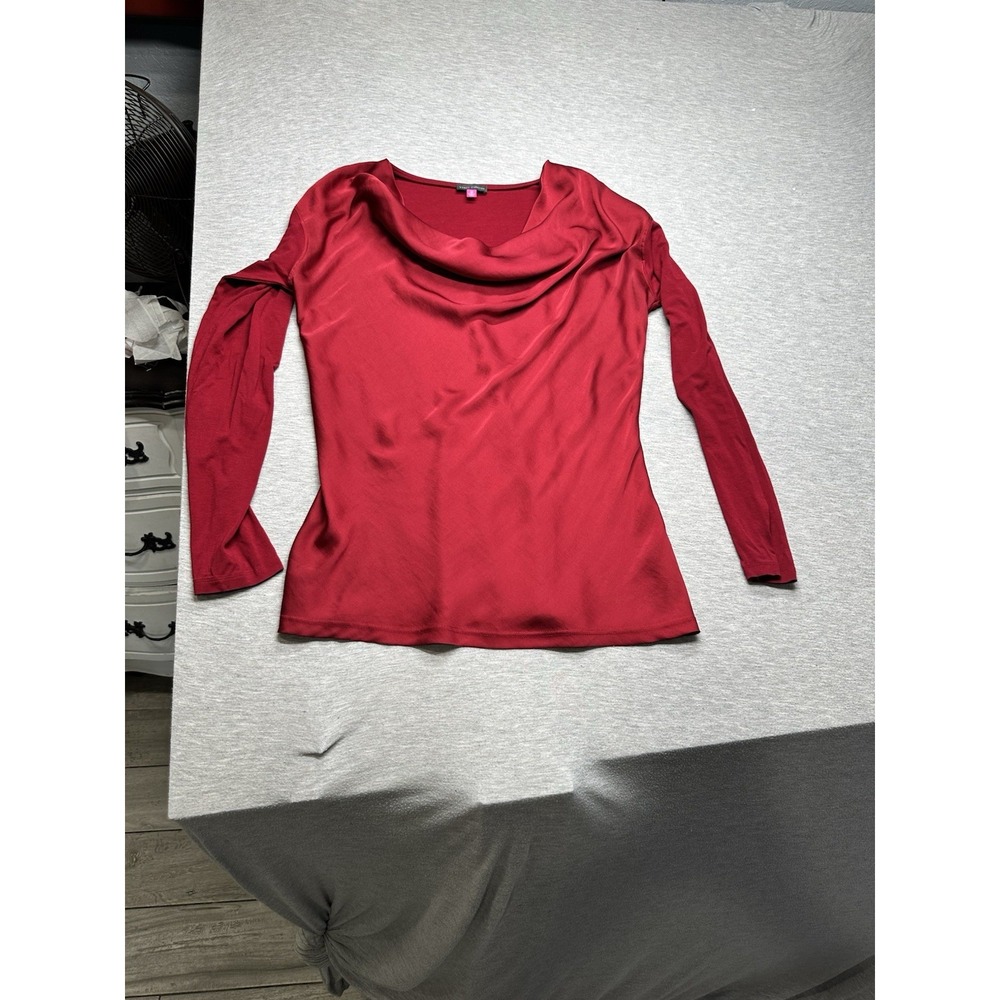 Vince Camuto‎ Red Mixed Texture Long Sleeve Top M READ